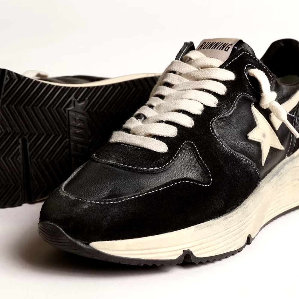 Golden Goose Running Sole in Black Nappa and Suede with White Star - Picture 3 of 11